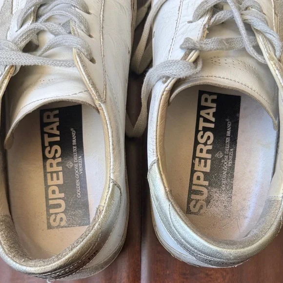 Golden Goose White and Silver Sneakers - Picture 5 of 6